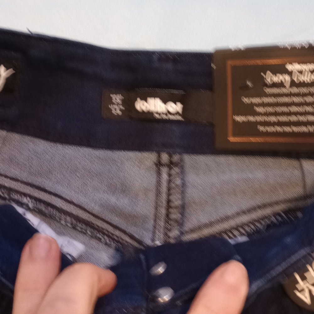 NWT Dollhouse High Rise Skinny Jeans with Button Detail - Picture 3 of 7